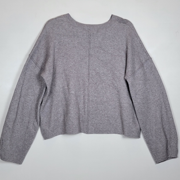 Gilli Grey Drop Shoulder Inside Out Balloon Sleeve Crew Neck Sweater, EUC, sz L - Picture 2 of 5